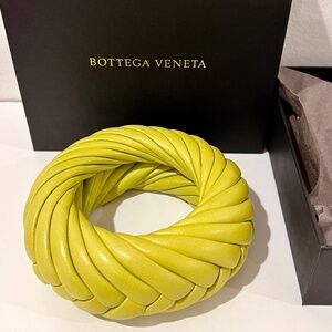 BOTTEGA VENETA Bracelet Leather Nappa Bangle Yellow Kiwi Chartreuse